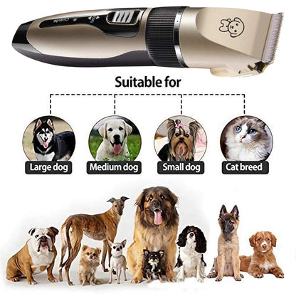 Electric Quiet Dog Hair Trimmer Set, Professional Rechargeable Cordless Cat Shaver and Low Noise Pet Grooming Kit Dog Hair Clippers Tool with Scissors Combs